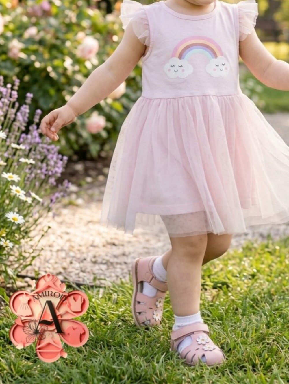 2x1 BOGO Quiltex Pink Rainbow Tulle Tutu Dress 18M